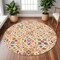 Edge Collections - 8' - Multicolor - Bohemian Floral Round Area Rug - 1 Piece